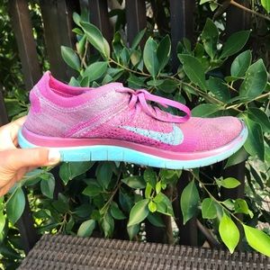 Pink & Blue Nike Free 4.0 Flyknit
